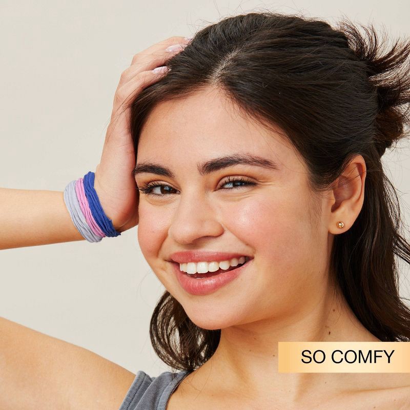 slide 3 of 8, scunci scünci No Damage Super Comfy Ruched Fabric Hosiery Elastic Hair Tie Ponytailers - Assorted Colors - All Hair - 6pcs, 6 ct