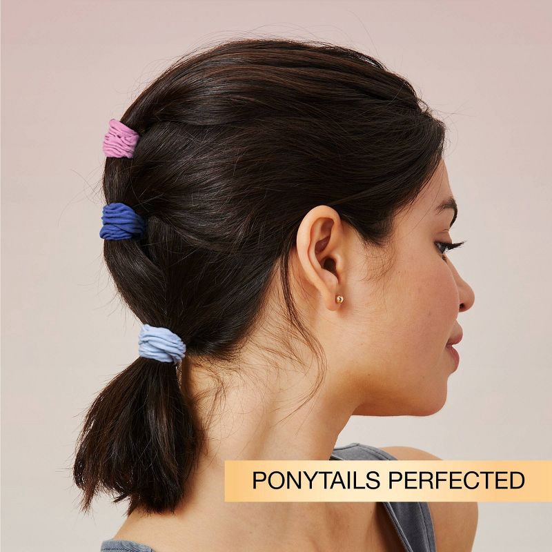 slide 6 of 8, scunci scünci No Damage Super Comfy Ruched Fabric Hosiery Elastic Hair Tie Ponytailers - Assorted Colors - All Hair - 6pcs, 6 ct