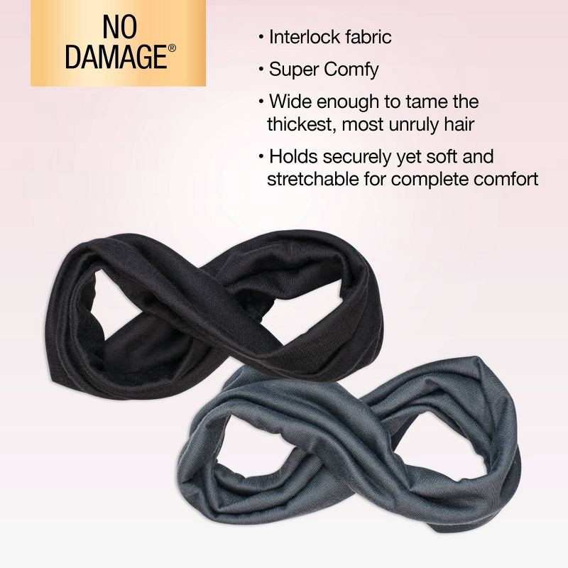 slide 5 of 7, scunci scünci No Damage Total Comfort Extra Wide Headbands - Gray/Black - All Hair - 2pcs, 2 ct