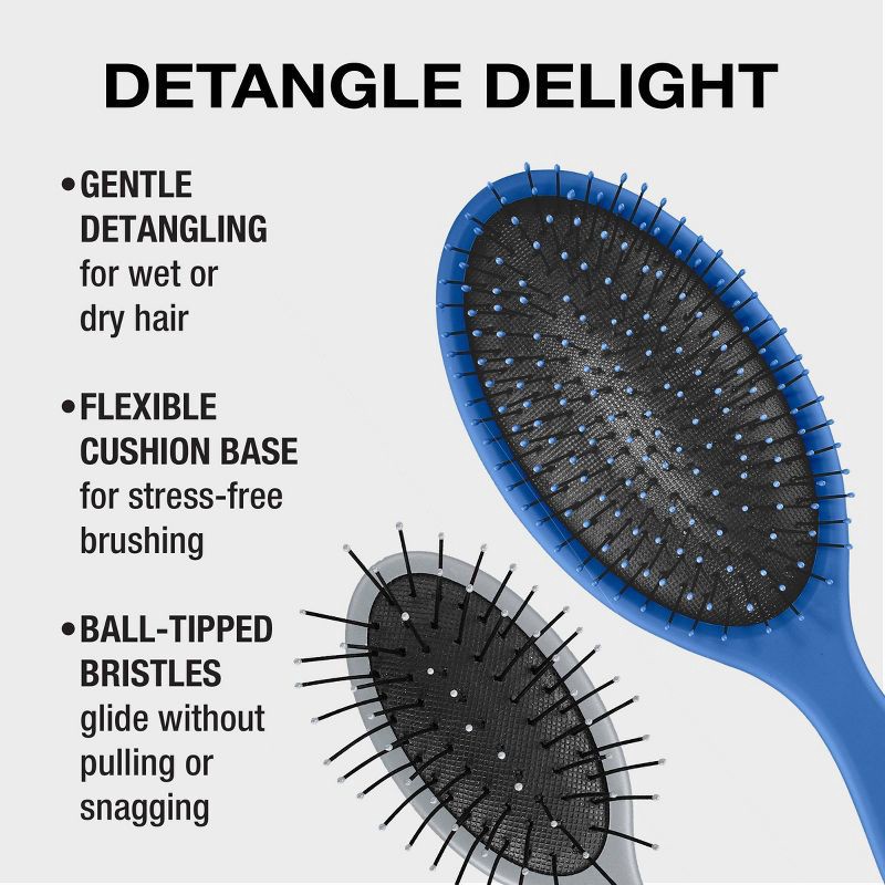 slide 4 of 6, Conair Detangle Delight Cushion and Mini Cushion Hair Brush Value Pack - All Hair - 2pcs, 2 ct