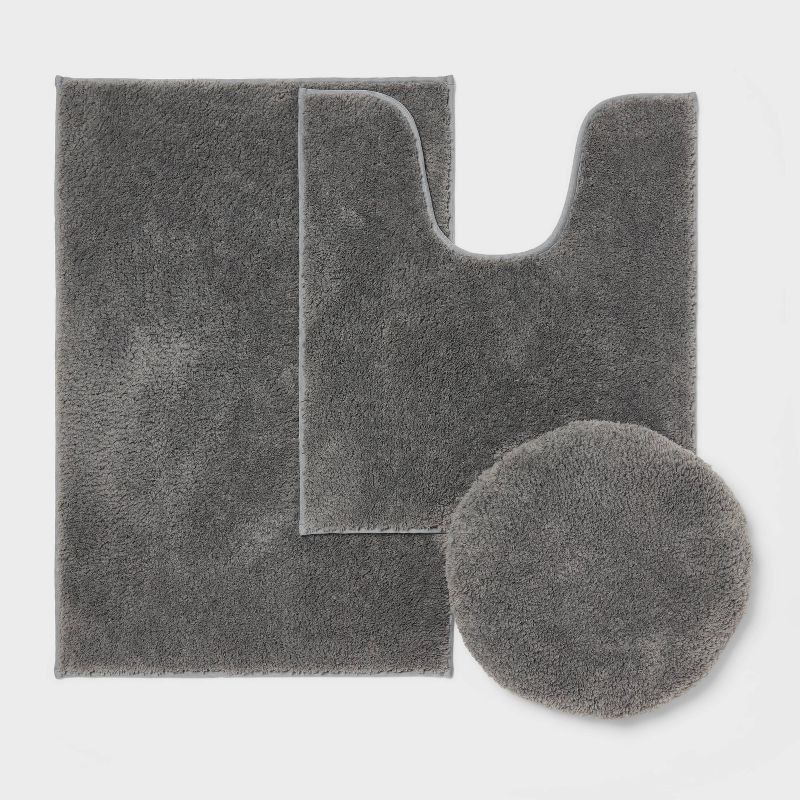 slide 1 of 5, 3pc Everyday Non Slip Bath Lid and Contour Set with Rug Gray - Room Essentials™, 3 ct