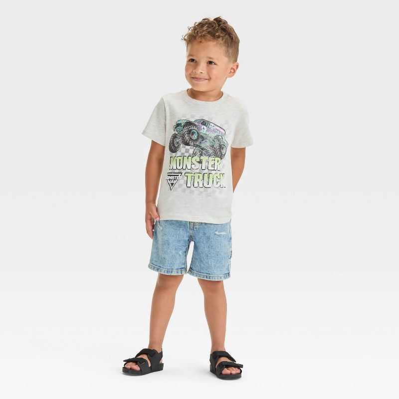 slide 4 of 4, Toddler Boys' Monster Jam T-Shirt - Beige 3T, 1 ct