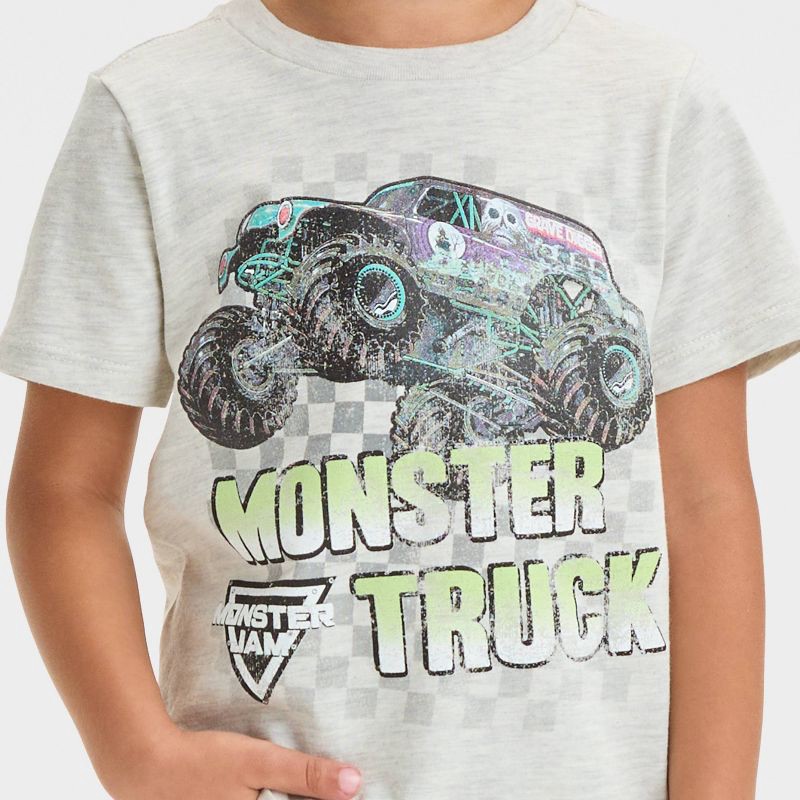 slide 2 of 4, Toddler Boys' Monster Jam T-Shirt - Beige 5T, 1 ct