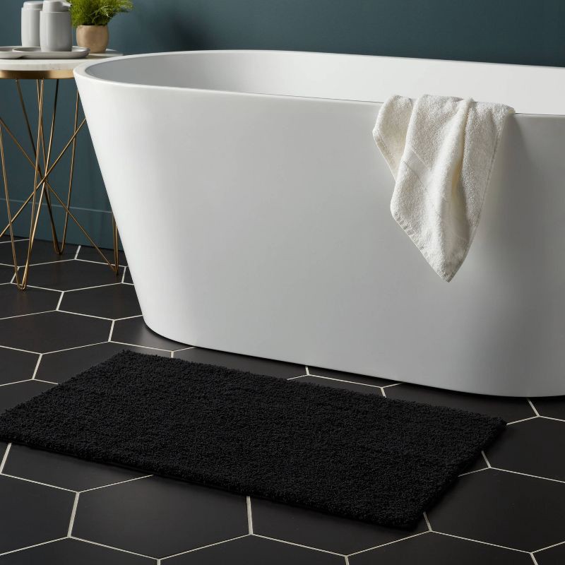 slide 2 of 4, 20"x34" Performance Plus Plush Non Skid Bath Rug Black - Threshold™, 1 ct
