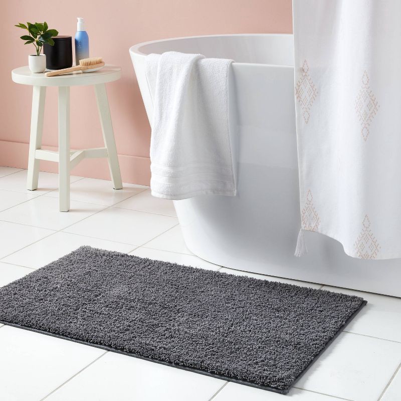 slide 2 of 4, 20"x34" Performance Plus Plush Non Skid Bath Rug Dark Gray - Threshold™, 1 ct