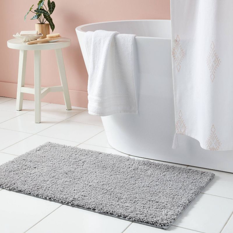 slide 2 of 4, 20"x34" Performance Plus Plush Non Skid Bath Rug Light Gray - Threshold™, 1 ct