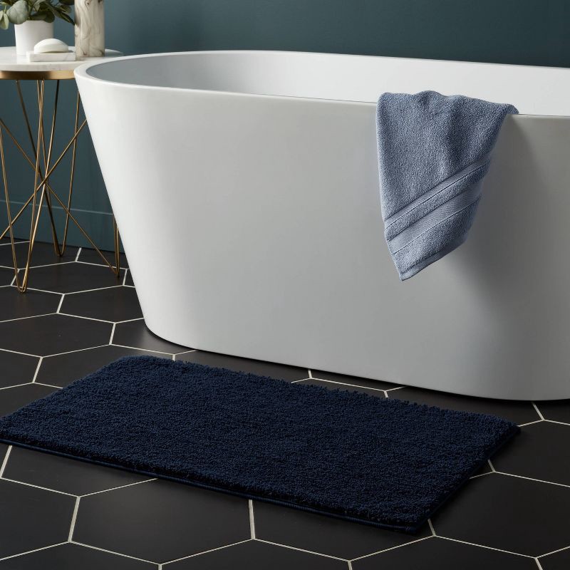 slide 2 of 4, 20"x34" Performance Plus Plush Non Skid Bath Rug Navy - Threshold™, 1 ct