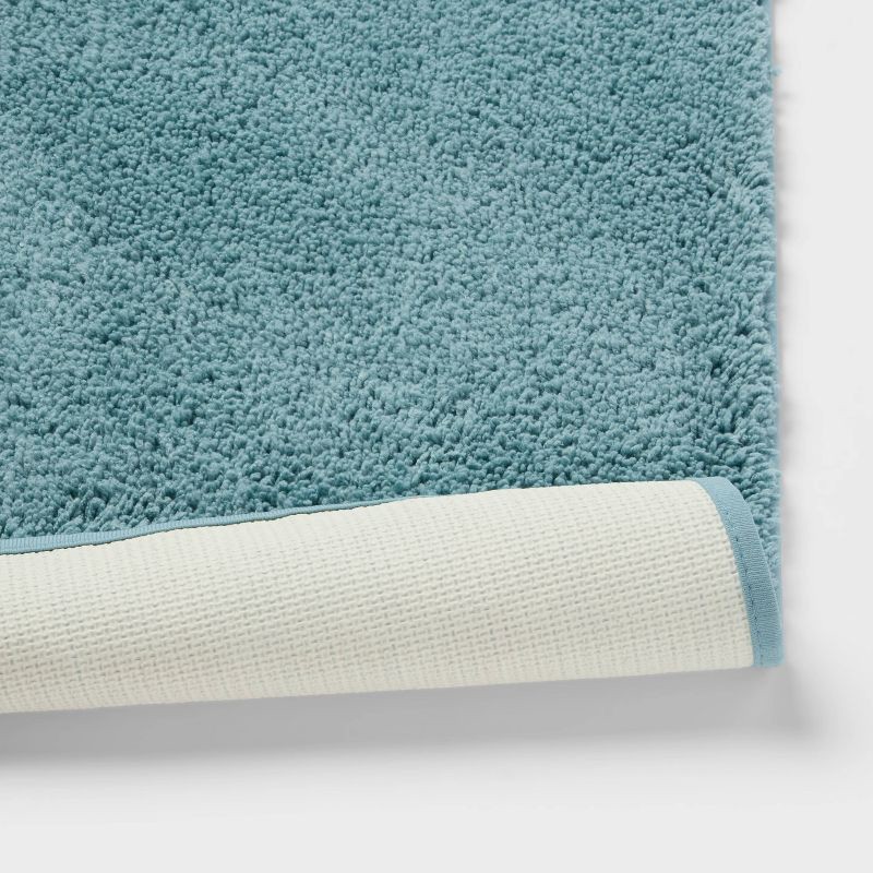 slide 4 of 4, 20"x34" Performance Plus Plush Non Skid Bath Rug Aqua - Threshold™, 1 ct