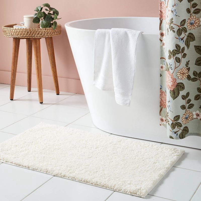 slide 2 of 4, 20"x34" Performance Plus Plush Non Skid Bath Rug Cream - Threshold™, 1 ct