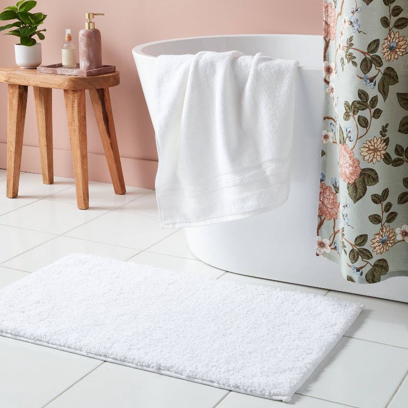 slide 2 of 3, 20"x34" Performance Plus Plush Non Skid Bath Rug White - Threshold™, 1 ct