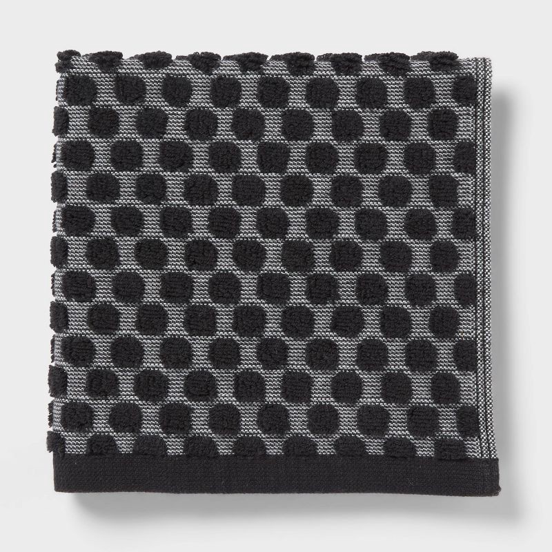 slide 3 of 9, 6pc Performance Plus Textured Dot Bath Towel Set Black - Threshold™, 6 ct