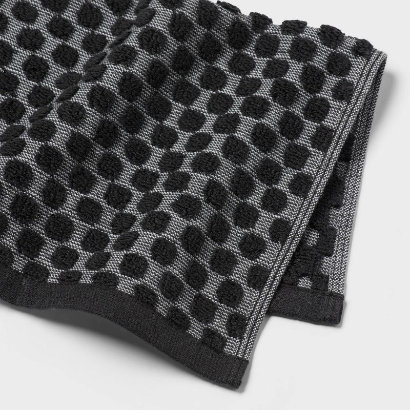 slide 4 of 9, 6pc Performance Plus Textured Dot Bath Towel Set Black - Threshold™, 6 ct