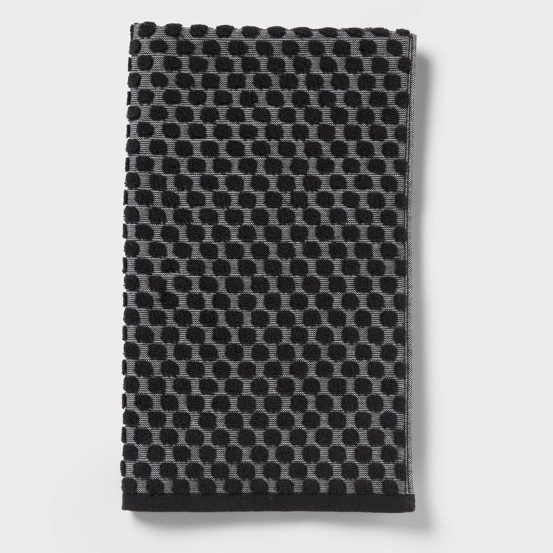 slide 5 of 9, 6pc Performance Plus Textured Dot Bath Towel Set Black - Threshold™, 6 ct