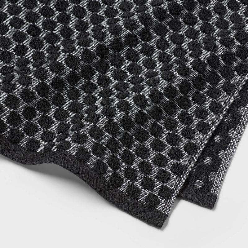 slide 6 of 9, 6pc Performance Plus Textured Dot Bath Towel Set Black - Threshold™, 6 ct