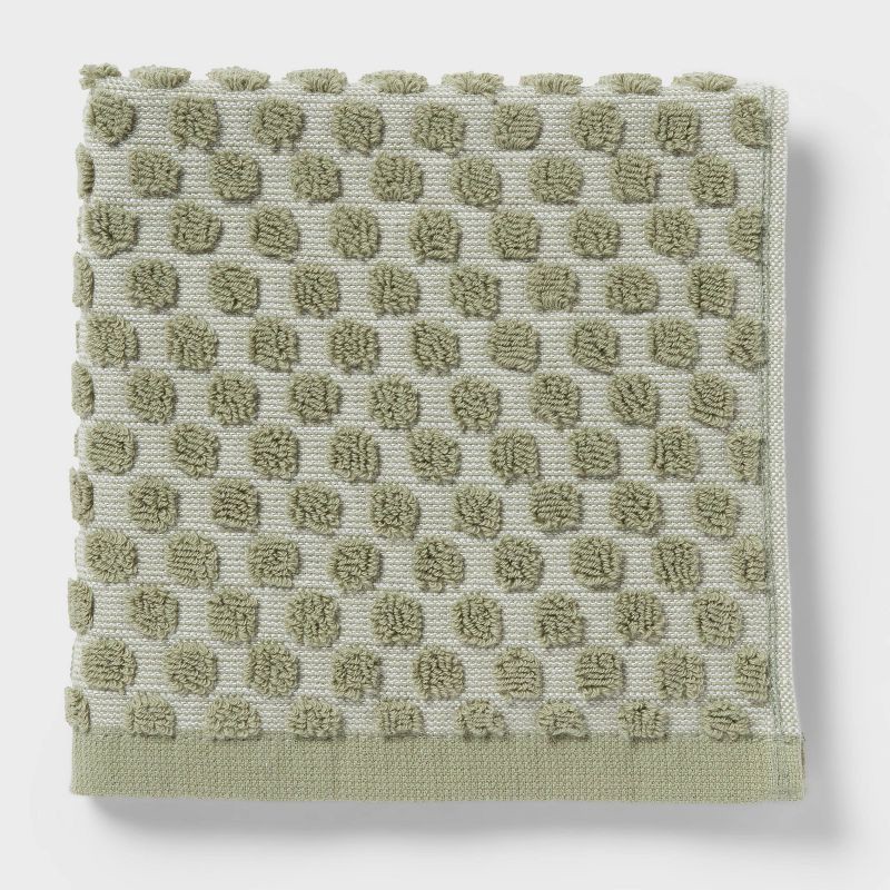 slide 2 of 8, 6pc Performance Plus Textured Dot Bath Towel Set Moss Green - Threshold™, 6 ct