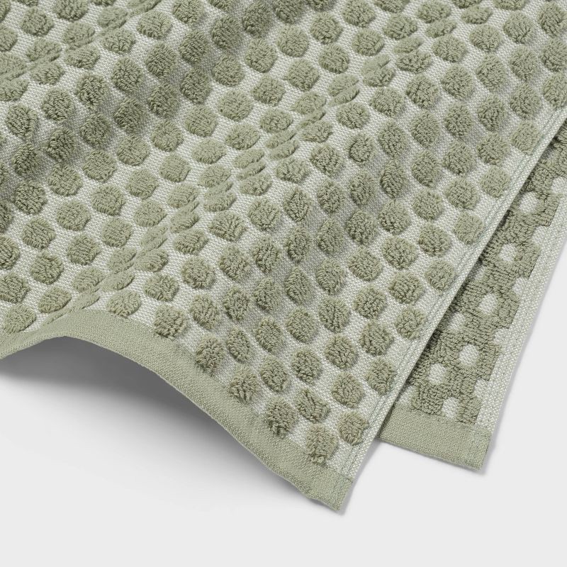 slide 5 of 8, 6pc Performance Plus Textured Dot Bath Towel Set Moss Green - Threshold™, 6 ct