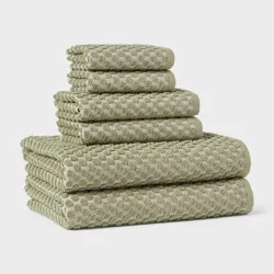 6pc Performance Plus Textured Dot Bath Towel Set Moss Green - Threshold™
