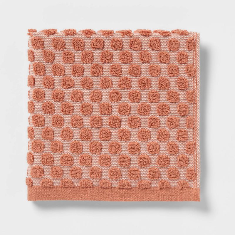 slide 3 of 9, 6pc Performance Plus Textured Dot Bath Towel Set Terracotta - Threshold™, 6 ct