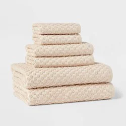 6pc Performance Plus Textured Dot Bath Towel Set Khaki - Threshold™