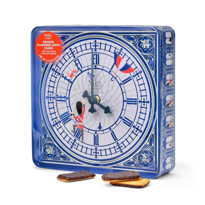 slide 1 of 4, M&S Big Ben Working Clock Tin with Dark Chocolate Orange Jaffa Cakes - 13.2oz, 13.2 oz