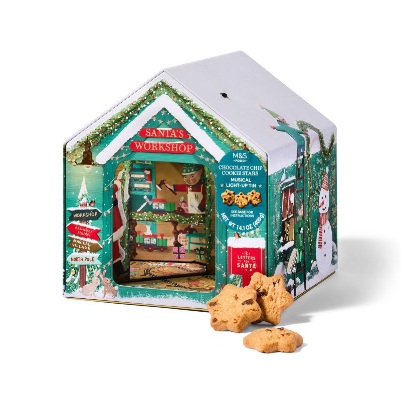 slide 1 of 4, M&S Inside Santa's Workshop Cookie Illusion Tin - 14.11oz, 14.11 oz