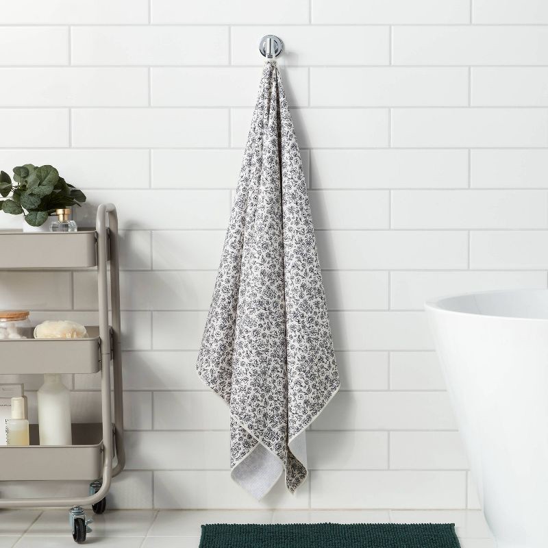 slide 2 of 4, Quick Dry Waffle Floral Oversized Bath Towel Black - Room Essentials™, 1 ct