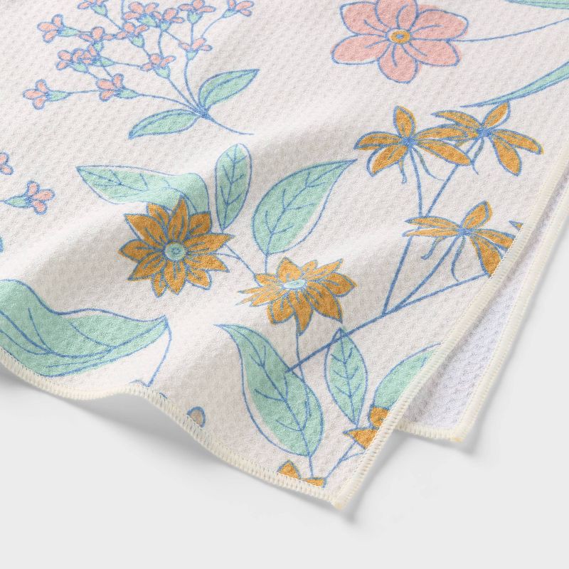 slide 3 of 4, Quick Dry Waffle Floral Border Oversized Bath Towel - Room Essentials™, 1 ct