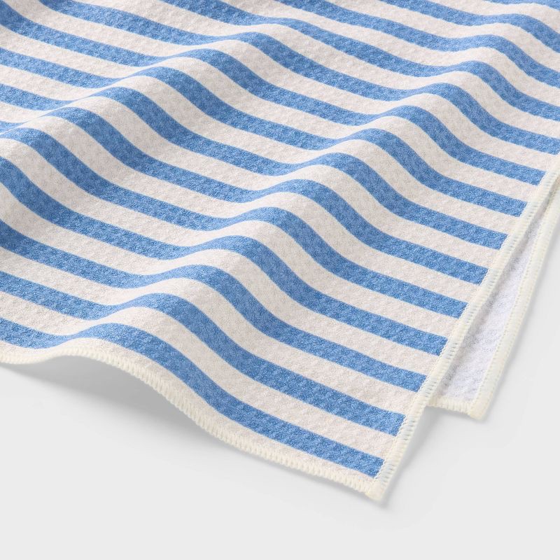 slide 3 of 4, Quick Dry Waffle Striped Oversized Bath Towel Blue - Room Essentials™, 1 ct