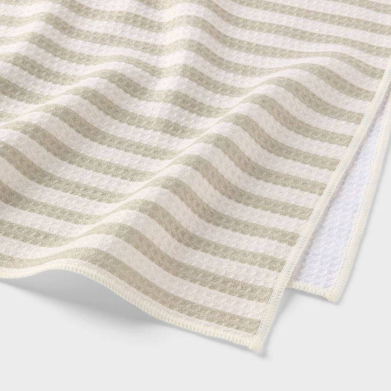 slide 3 of 4, Quick Dry Waffle Striped Oversized Bath Towel Tan - Room Essentials™, 1 ct