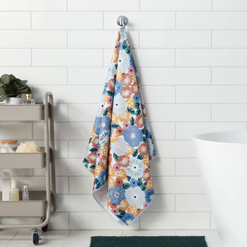 slide 2 of 4, Quick Dry Waffle All Over Floral Oversized Bath Towel - Room Essentials™, 1 ct