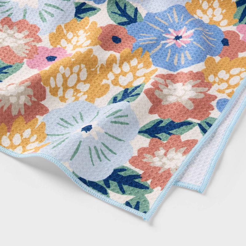 slide 3 of 4, Quick Dry Waffle All Over Floral Oversized Bath Towel - Room Essentials™, 1 ct