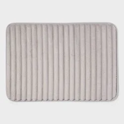 17"x24" Ribbed Cushion Foam Bath Rug Light Gray - Room Essentials™