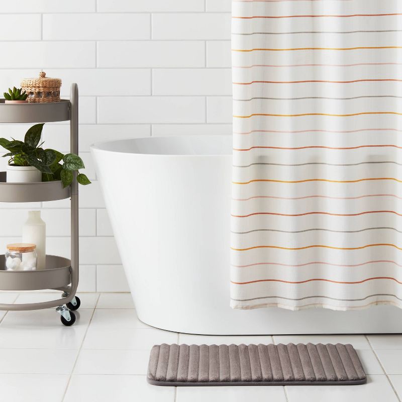 slide 2 of 4, 17"x24" Ribbed Cushion Foam Bath Rug Dark Gray - Room Essentials™, 1 ct