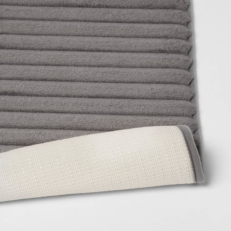 slide 4 of 4, 17"x24" Ribbed Cushion Foam Bath Rug Dark Gray - Room Essentials™, 1 ct