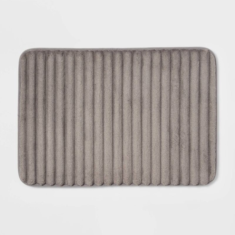 slide 1 of 4, 17"x24" Ribbed Cushion Foam Bath Rug Dark Gray - Room Essentials™, 1 ct