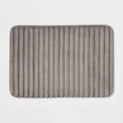 17"x24" Ribbed Cushion Foam Bath Rug Dark Gray - Room Essentials™