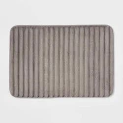 17"x24" Ribbed Cushion Foam Bath Rug Dark Gray - Room Essentials™