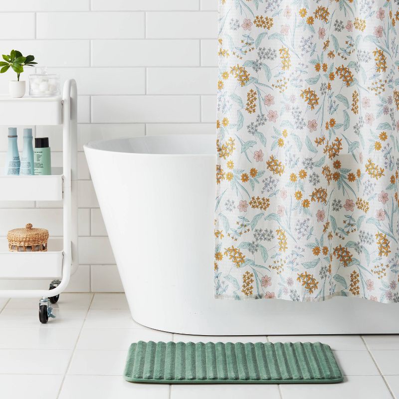 slide 2 of 4, 17"x24" Ribbed Cushion Foam Bath Rug Light Green - Room Essentials™, 1 ct