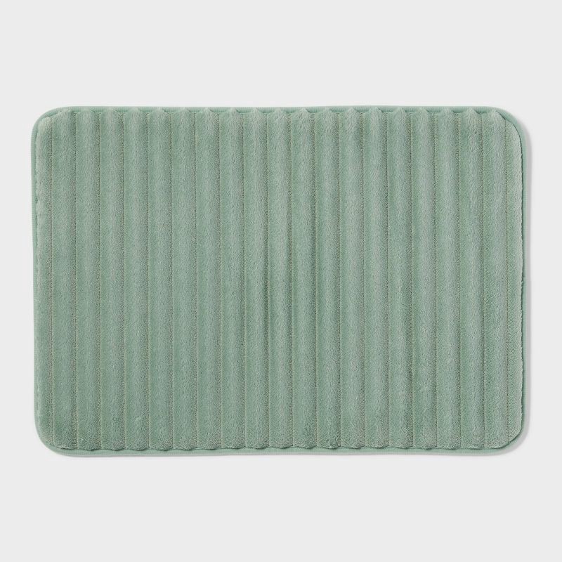 slide 1 of 4, 17"x24" Ribbed Cushion Foam Bath Rug Light Green - Room Essentials™, 1 ct