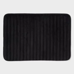 17"x24" Ribbed Cushion Foam Bath Rug Black - Room Essentials™