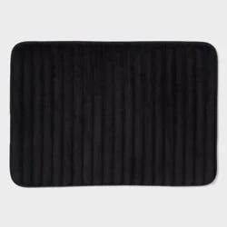 17"x24" Ribbed Cushion Foam Bath Rug Black - Room Essentials™