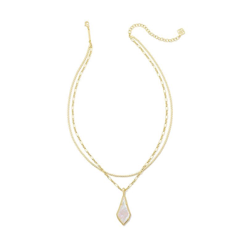 slide 2 of 3, Kendra Scott Jesse Multi-Strand Pendant Necklace - Gold/Ivory Mother of Pearl: 14K Gold Over Brass, 22.5" Length, 1 ct