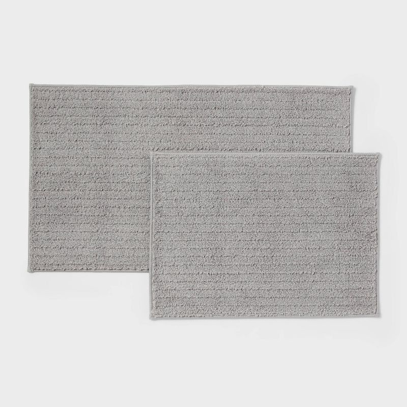 slide 1 of 4, 2pk Quick Dry Bath Rug Set Jet Gray - Threshold™, 2 ct