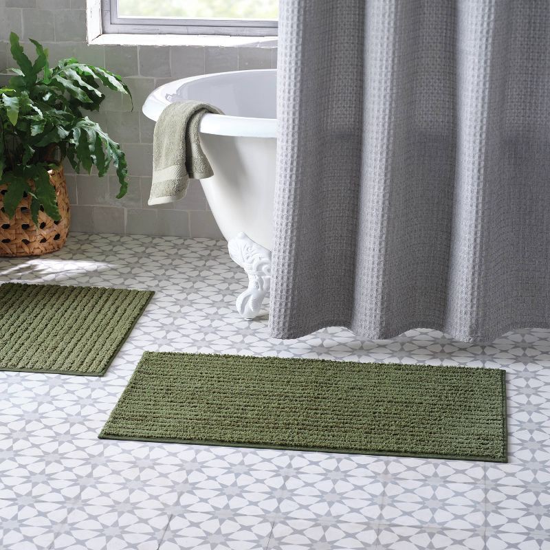 slide 2 of 4, 2pk Quick Dry Bath Rug Set Dark Olive Green - Threshold™, 2 ct