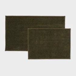 2pk Quick Dry Bath Rug Set Dark Olive Green - Threshold™