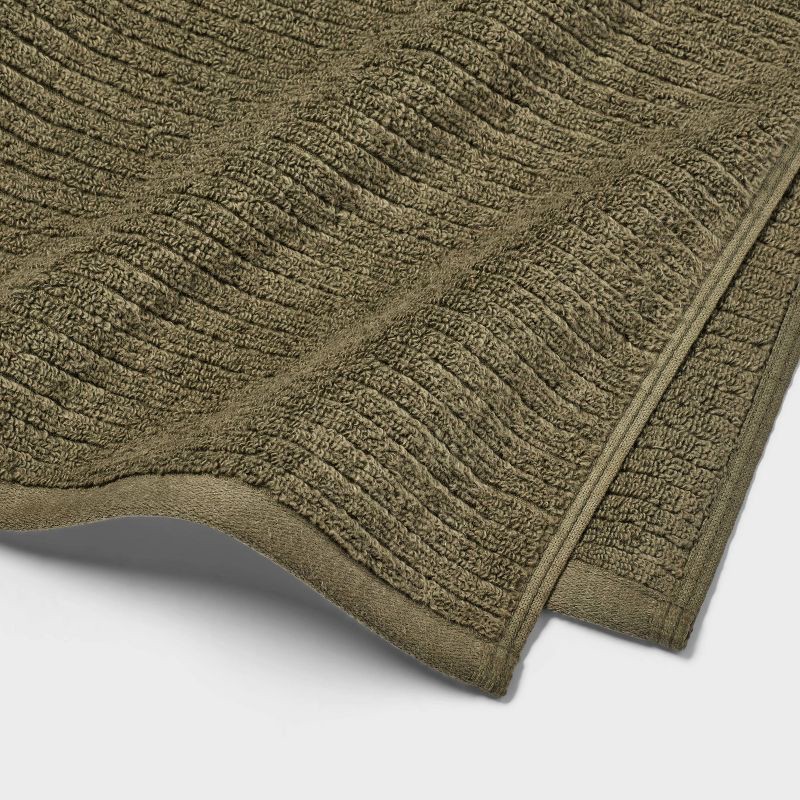 slide 4 of 4, 2pk Quick Dry Ribbed Bath Towel Set Dark Olive Green - Threshold™, 2 ct