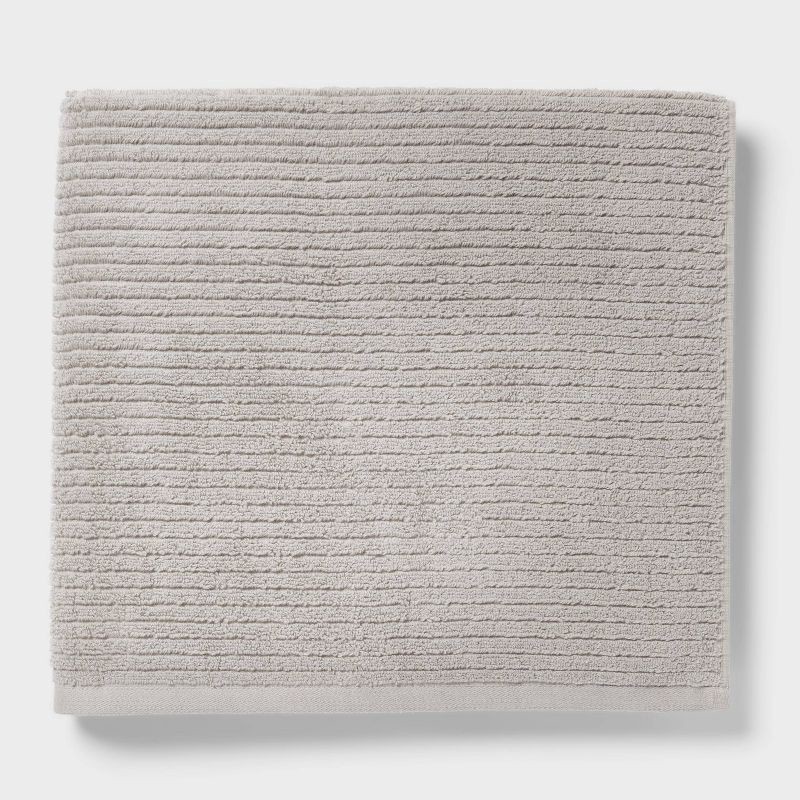 slide 3 of 5, 2pk Quick Dry Ribbed Bath Towel Set Light Gray - Threshold™, 2 ct