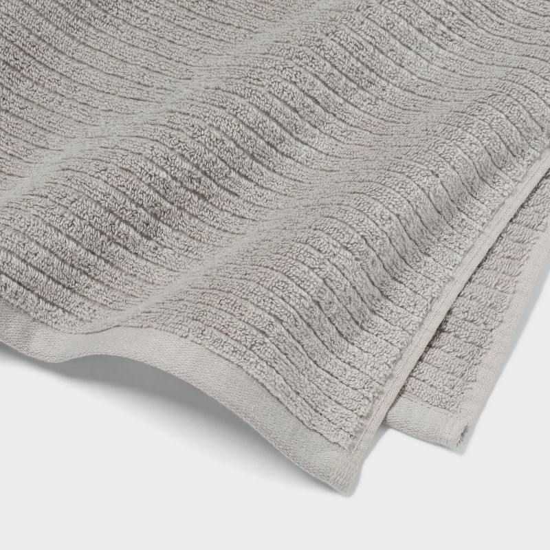 slide 4 of 5, 2pk Quick Dry Ribbed Bath Towel Set Light Gray - Threshold™, 2 ct