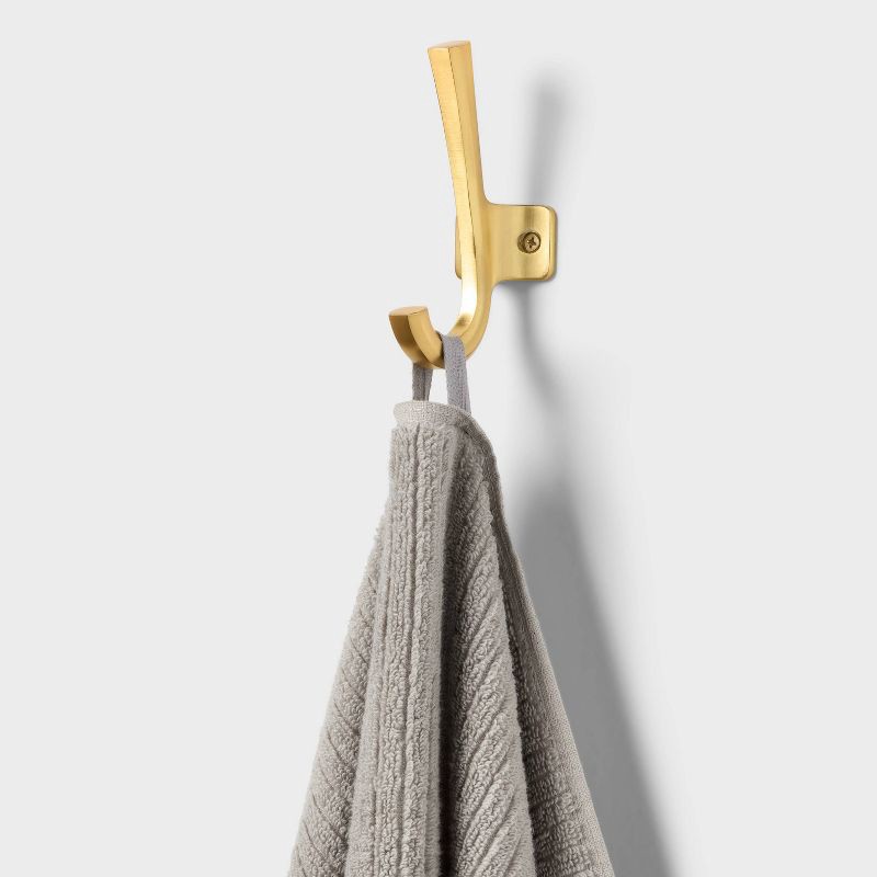 slide 5 of 5, 2pk Quick Dry Ribbed Bath Towel Set Light Gray - Threshold™, 2 ct