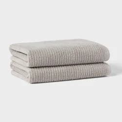 2pk Quick Dry Ribbed Bath Towel Set Light Gray - Threshold™